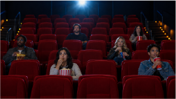 Audience watching a film in a cinema auditorium